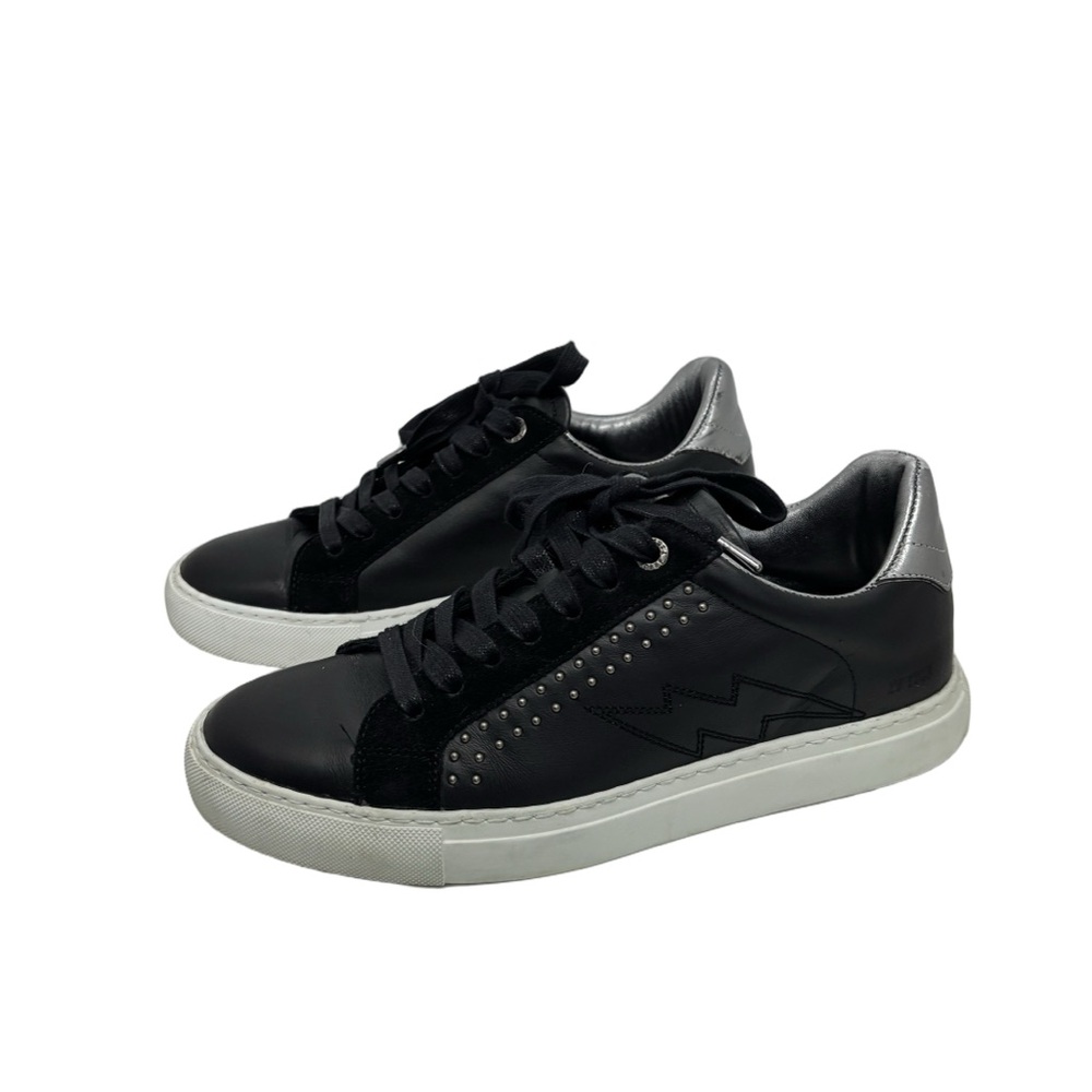 Zadig & Voltaire Studded Lightning Bolt Sneakers -black leather -40